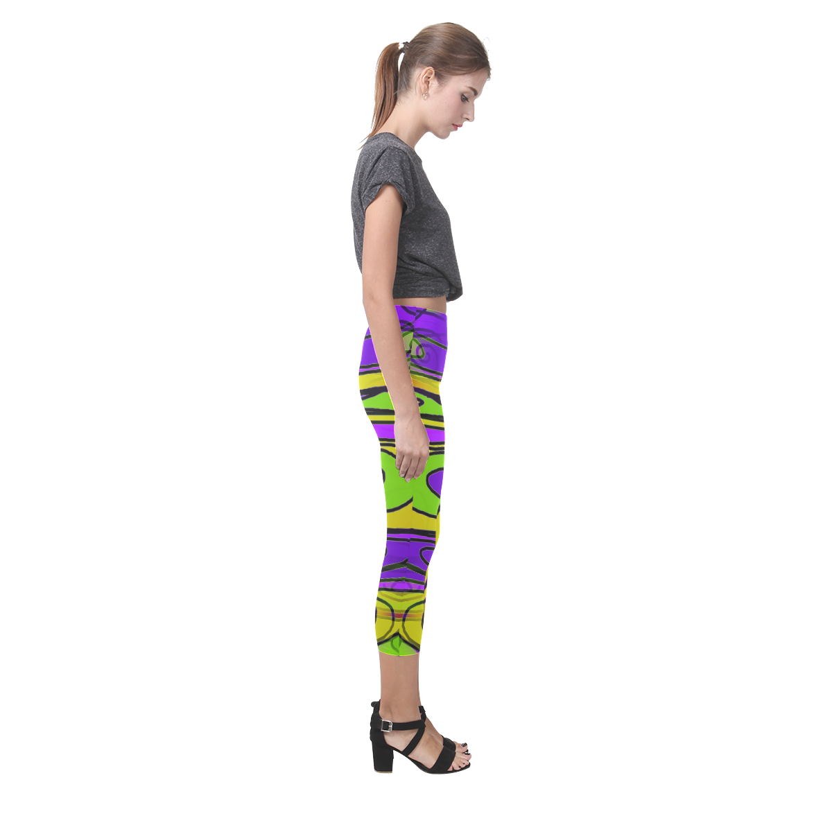 Purple Lime Mod Podge Capri Legging (Model L02)