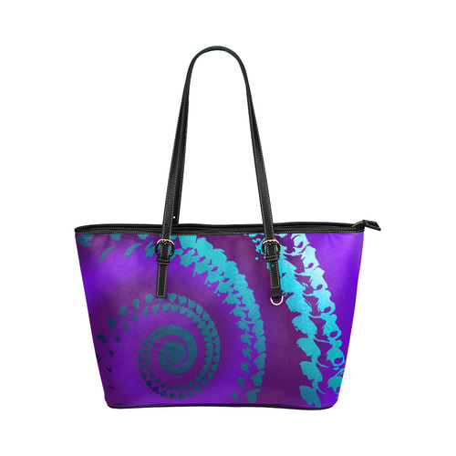 shell print Leather Tote Bag/Large (Model 1651)