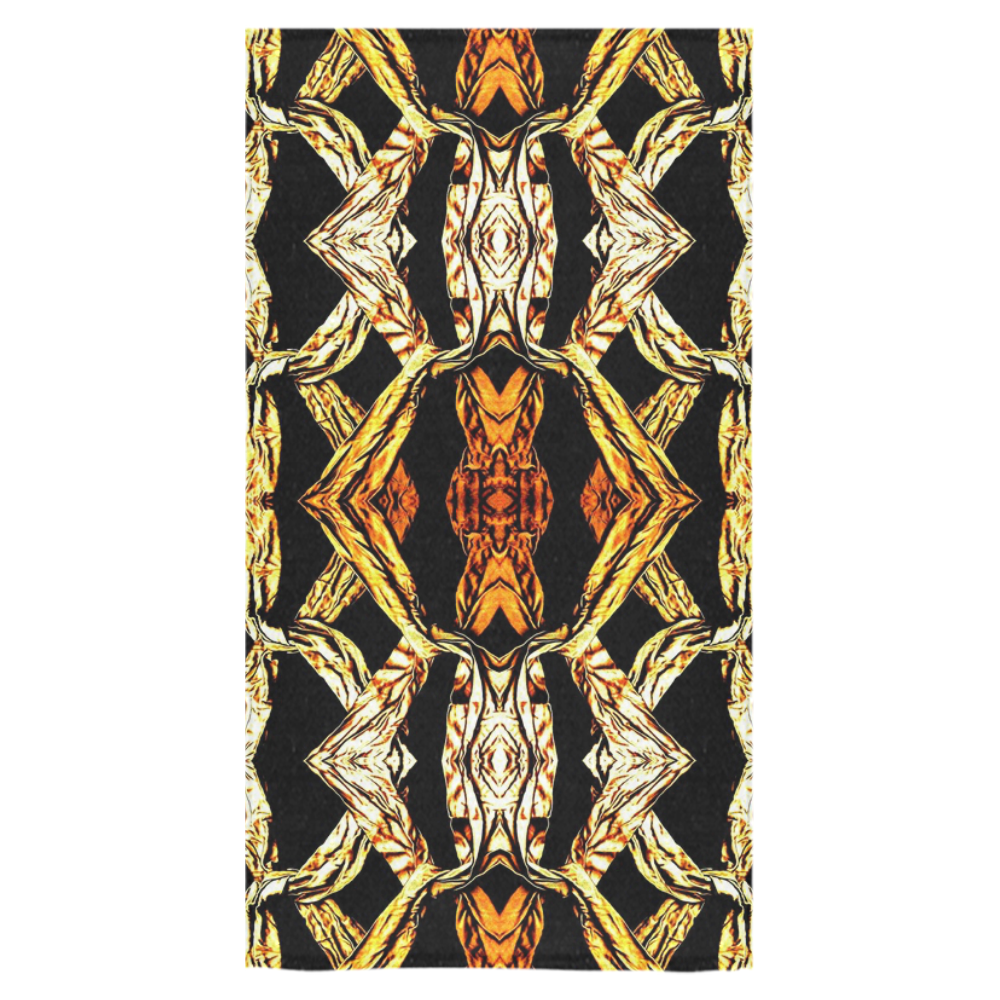 Elegant Oriental Pattern Black Gold Bath Towel 30"x56"
