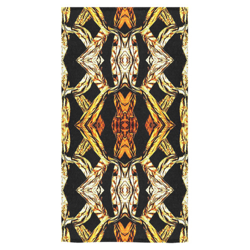 Elegant Oriental Pattern Black Gold Bath Towel 30"x56"