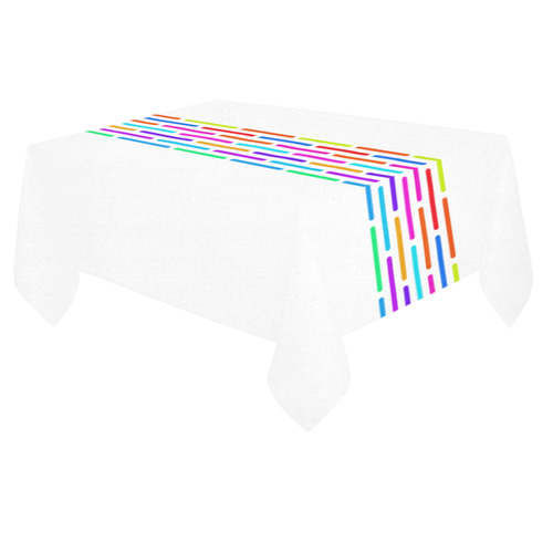 Colorful Stripes Pieces Border Cotton Linen Tablecloth 60"x 84"