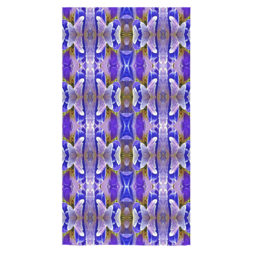 Blue White Abstract Flower Pattern Bath Towel 30"x56"