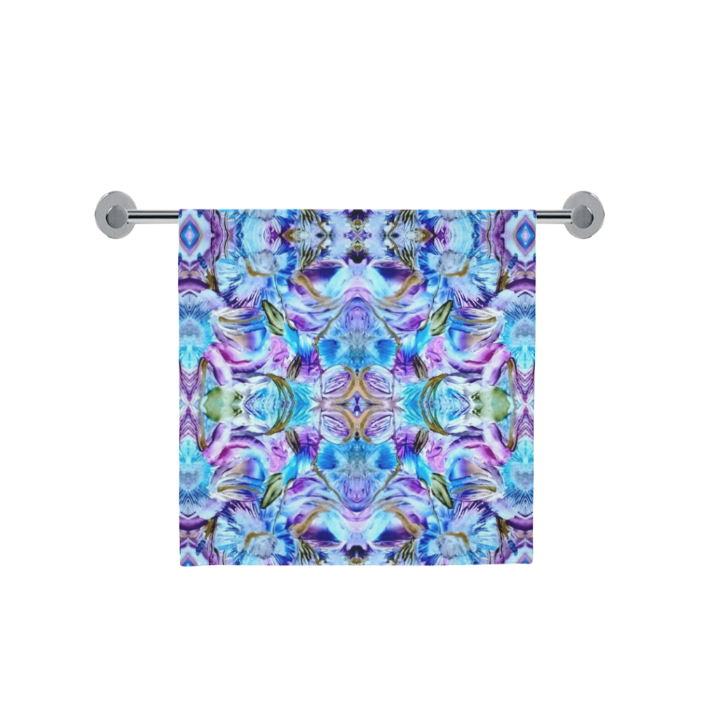 Elegant Turquoise Blue Flower Pattern Bath Towel 30"x56"