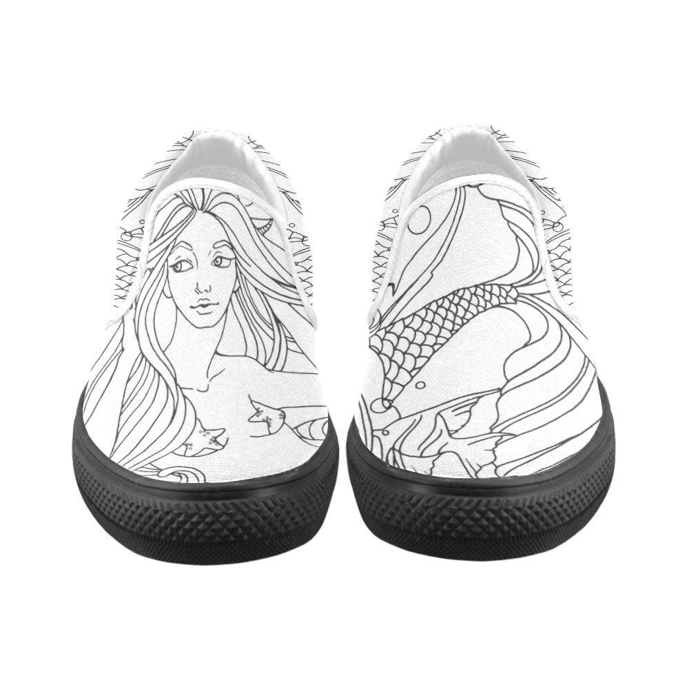 littlemermaid2 Women's Unusual Slip-on Canvas Shoes (Model 019)