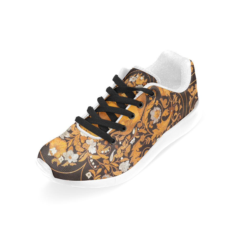 Antique Italian Floral Marquetry Pattern Women’s Running Shoes (Model 020)