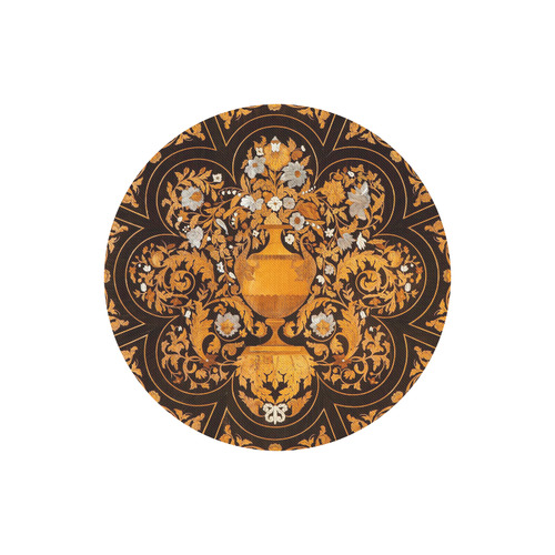 Antique Italian Floral Marquetry Pattern Round Mousepad