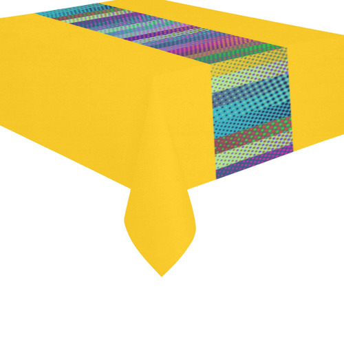 Colorful Stripes Halftone Dots Border Cotton Linen Tablecloth 60"x 84"