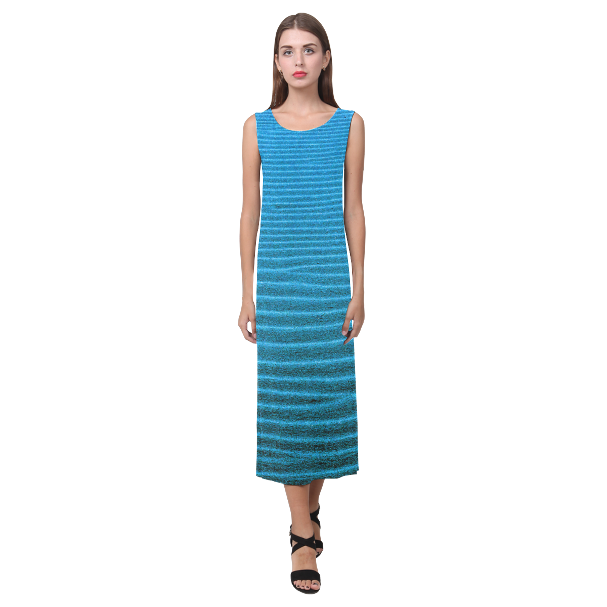 blue sand Phaedra Sleeveless Open Fork Long Dress (Model D08)