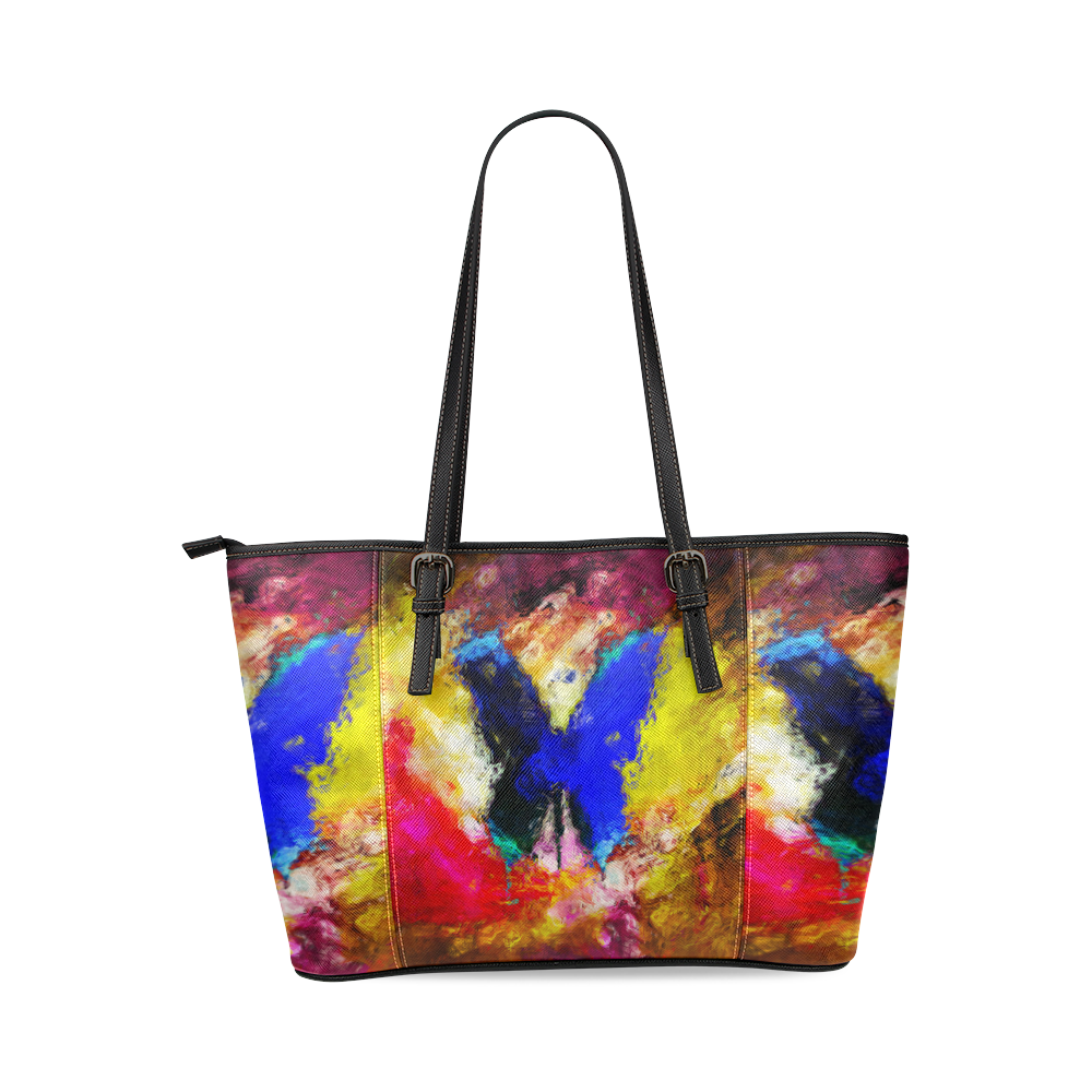 butterfly impressionism Leather Tote Bag/Small (Model 1640)