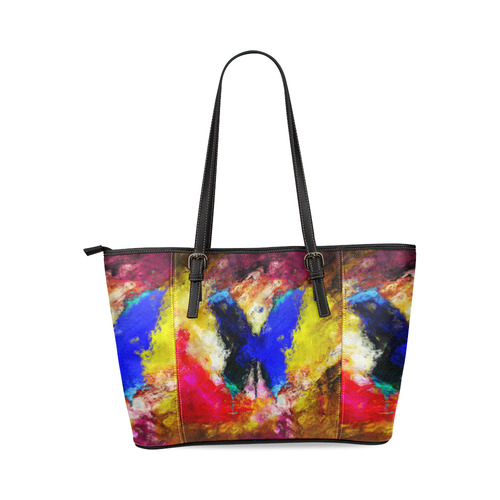 butterfly impressionism Leather Tote Bag/Small (Model 1640)