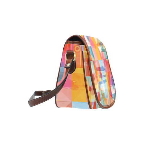 Sunny Geometric Whimsy Saddle Bag/Small (Model 1649) Full Customization