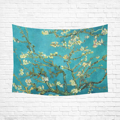Vincent Van Gogh Blossoming Almond Tree Floral Art Cotton Linen Wall Tapestry 80"x 60"