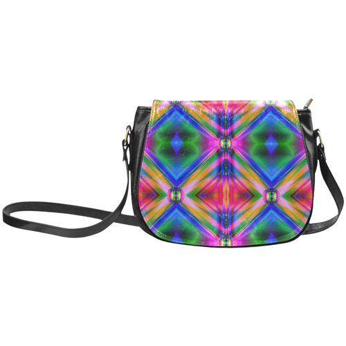 Groovy Psychedelic Diamonds (Pinks and Blues) Classic Saddle Bag/Small (Model 1648)