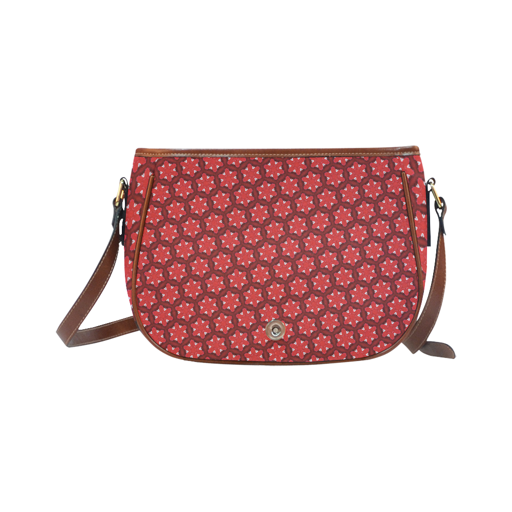 Red Passion Floral Pattern Saddle Bag/Large (Model 1649)