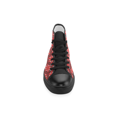 Red Passion Floral Pattern Men’s Classic High Top Canvas Shoes (Model 017)