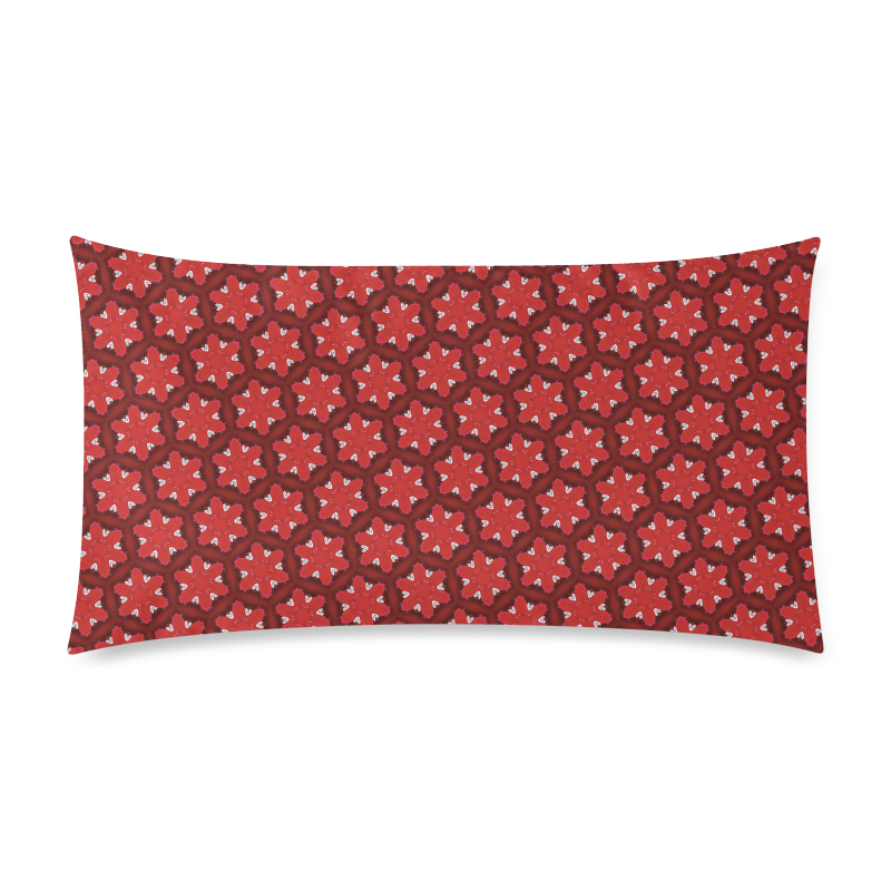 Red Passion Floral Pattern Custom Rectangle Pillow Case 20"x36" (one side)
