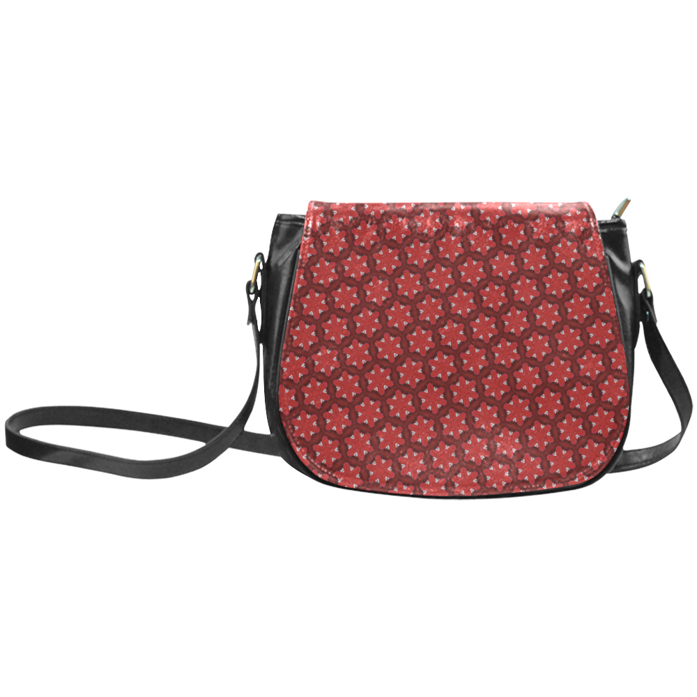 Red Passion Floral Pattern Classic Saddle Bag/Large (Model 1648)