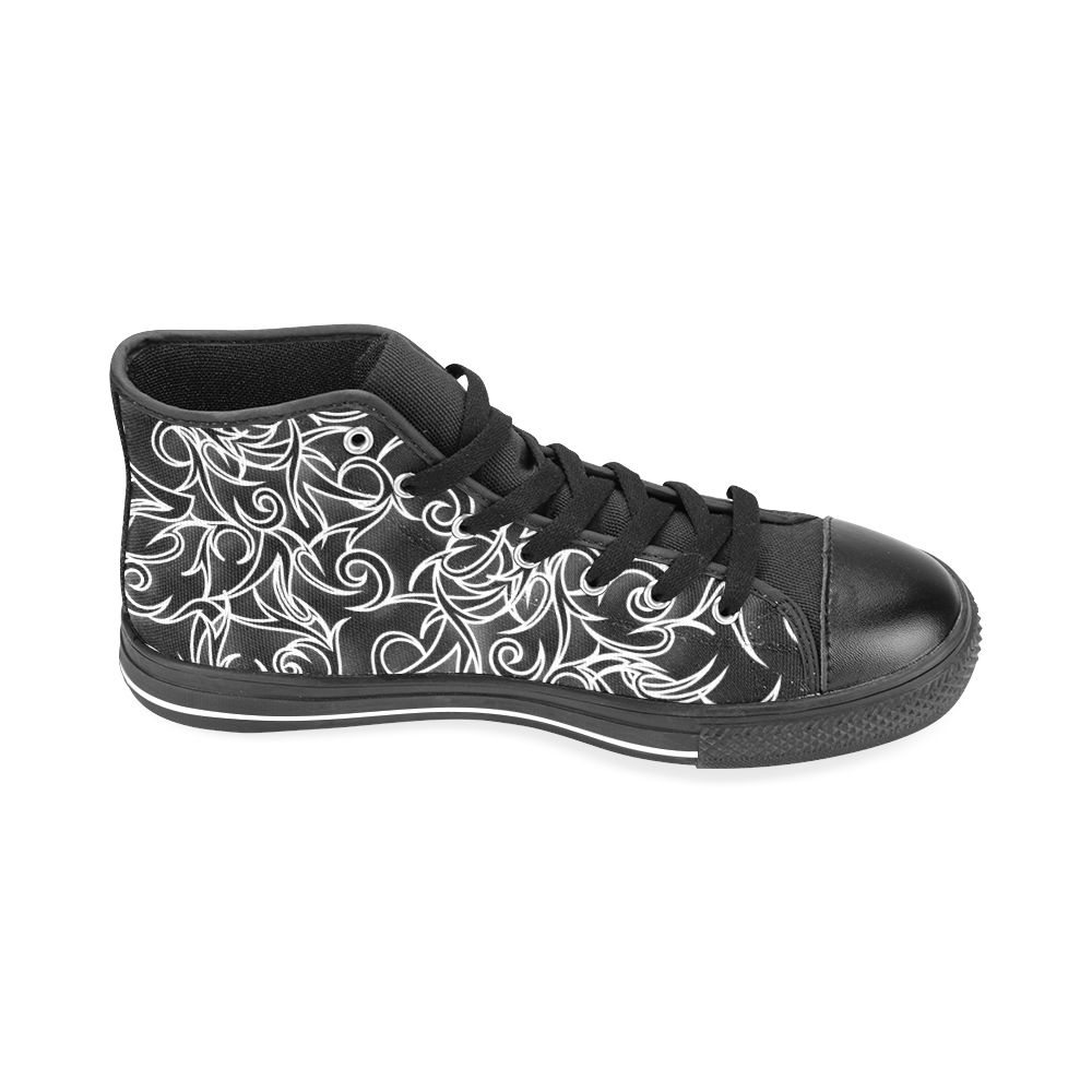Black Tribal Turns Men’s Classic High Top Canvas Shoes /Large Size (Model 017)