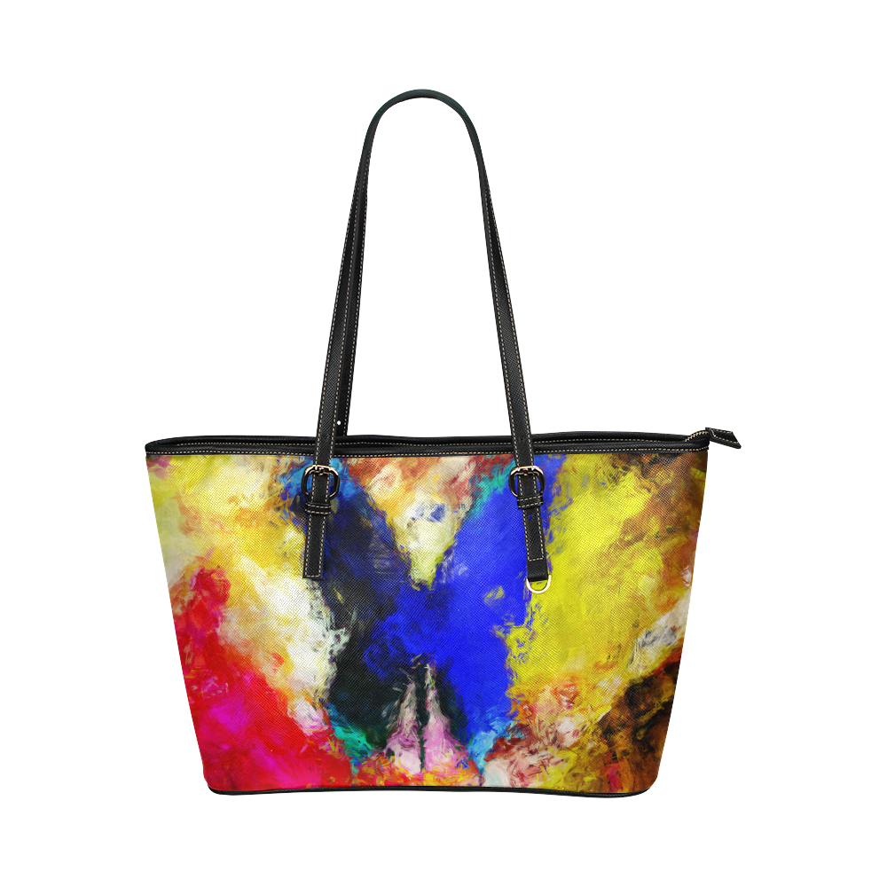 butterfly impressionism Leather Tote Bag/Small (Model 1651)