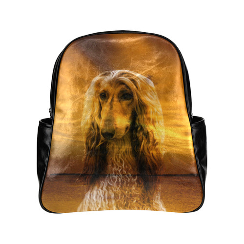 Dog Afghan Hound Multi-Pockets Backpack (Model 1636)