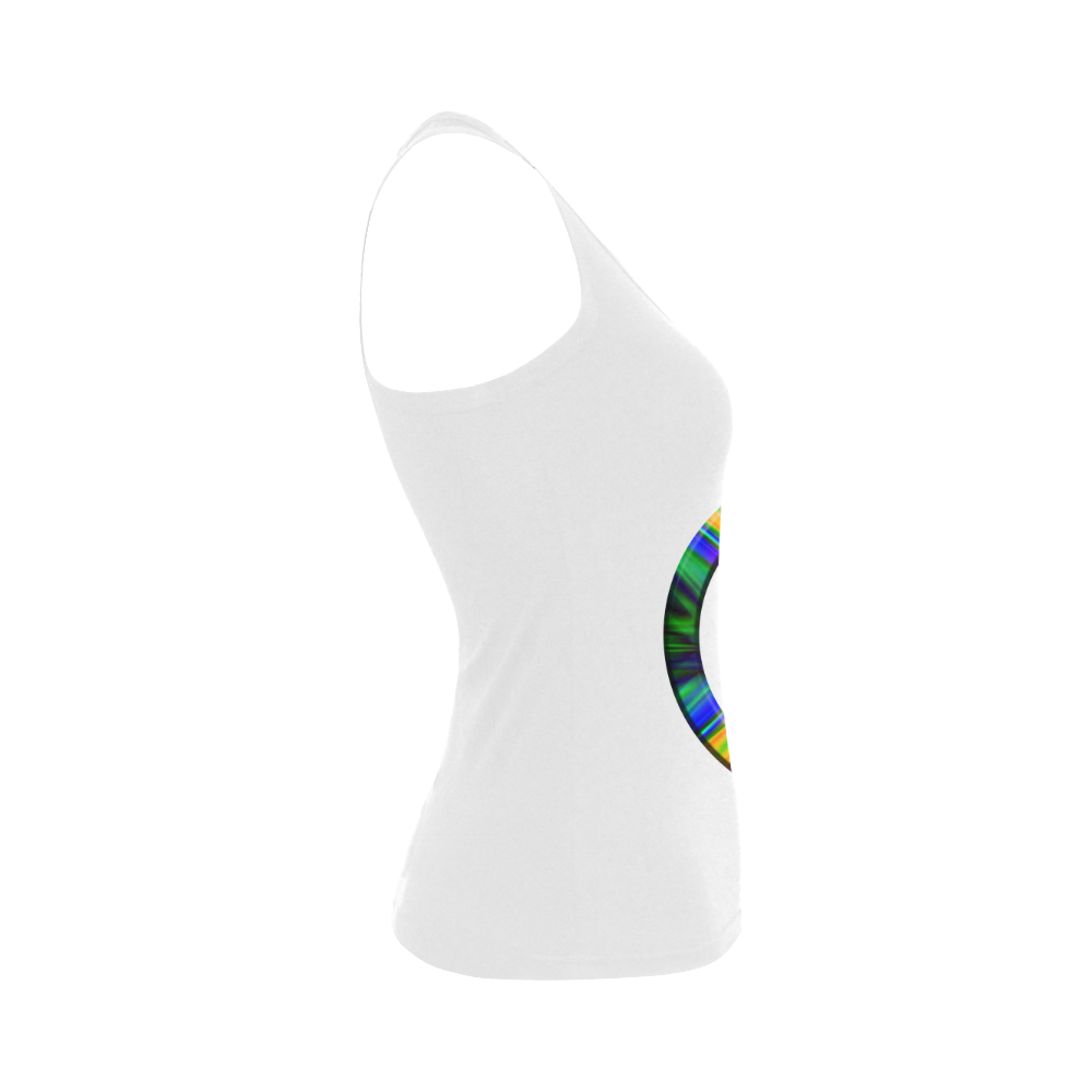 Groovy Psychedelic Peace Sign Women's Shoulder-Free Tank Top (Model T35)