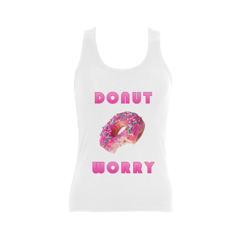 Funny Pink Donut - Don't Worry Women's Shoulder-Free Tank Top (Model T35)