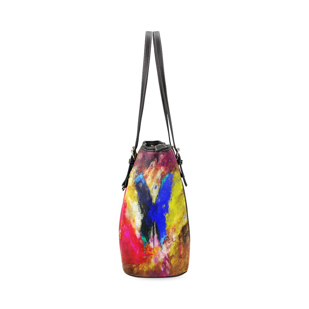 butterfly impressionism Leather Tote Bag/Large (Model 1640)