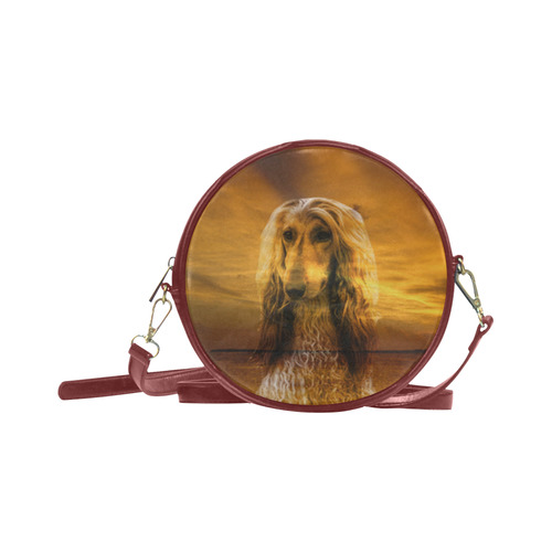 Dog Afghan Hound Round Sling Bag (Model 1647)
