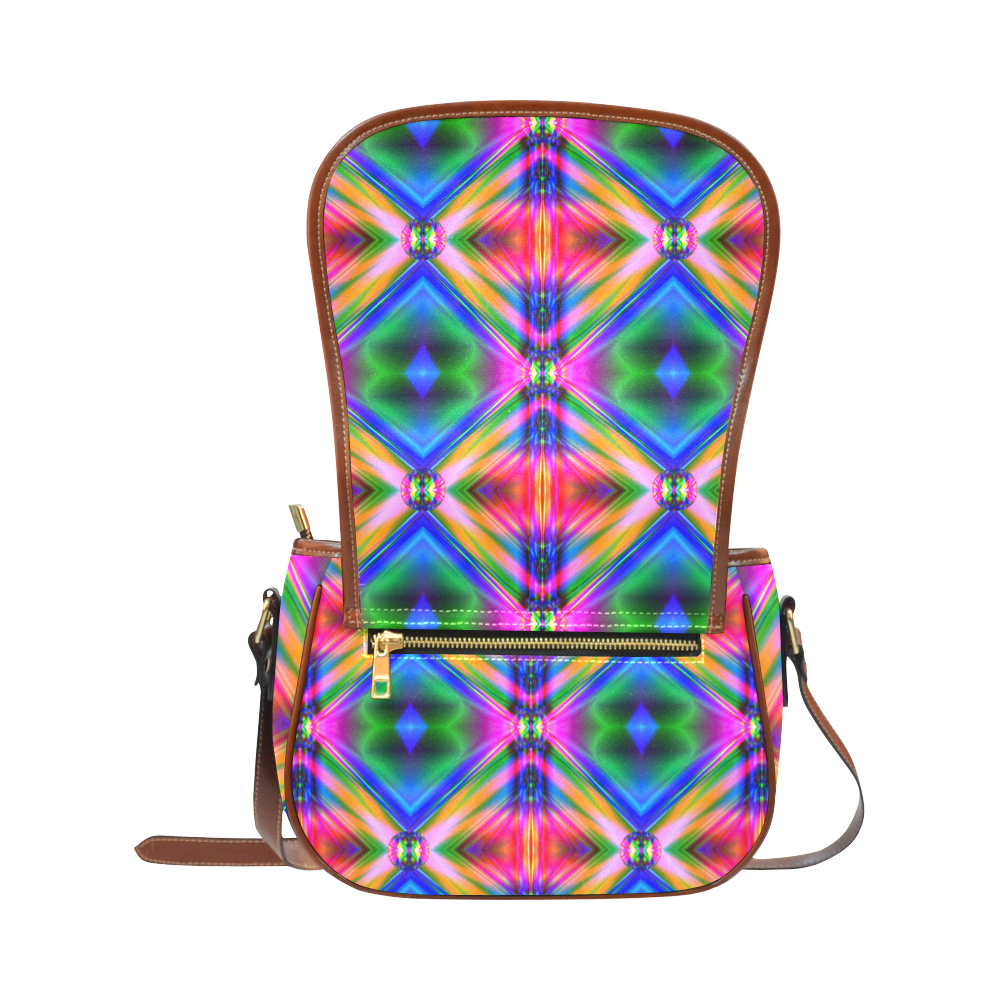 Groovy Psychedelic Diamonds (Pinks and Blues) Saddle Bag/Small (Model 1649) Full Customization