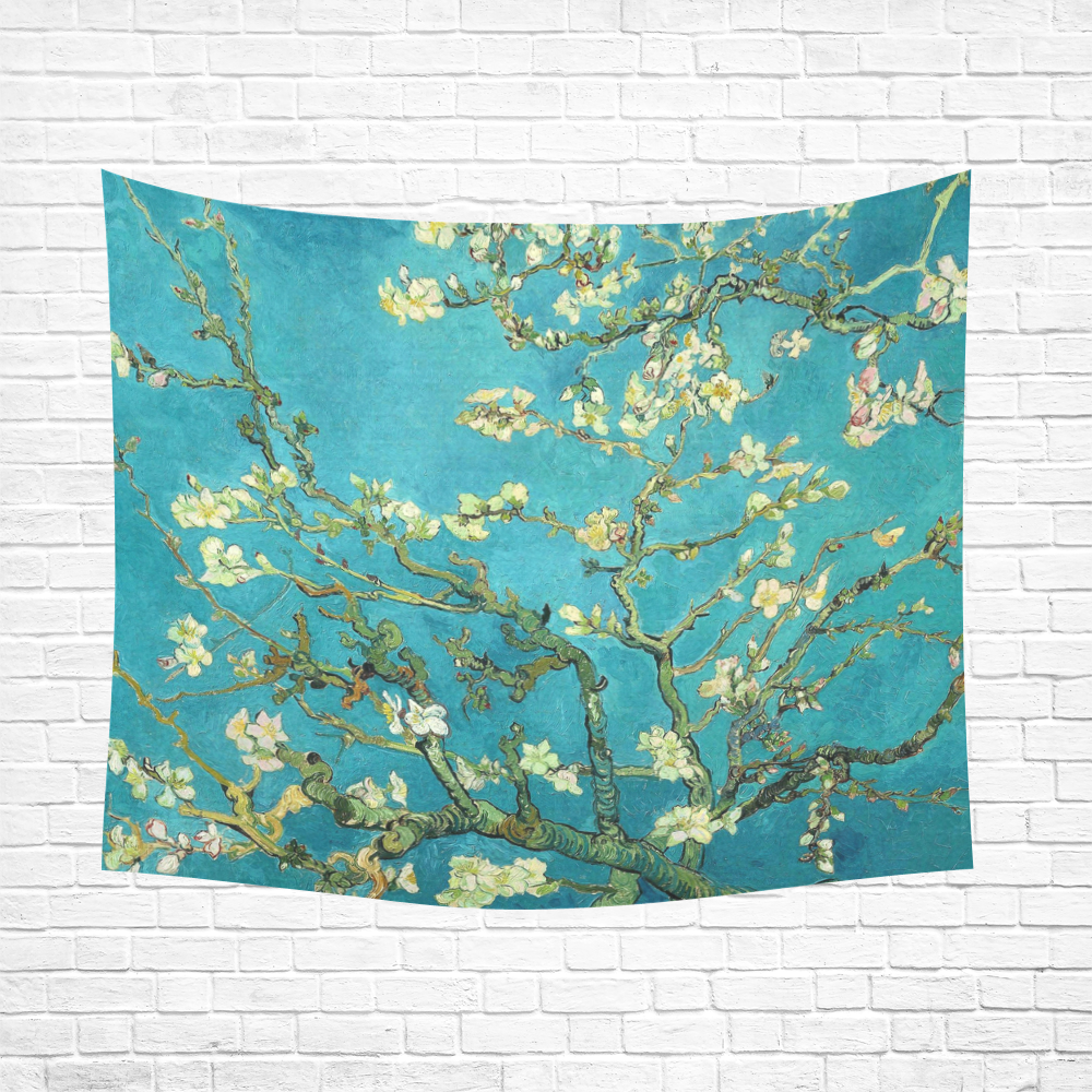 Vincent Van Gogh Blossoming Almond Tree Floral Art Cotton Linen Wall Tapestry 60"x 51"