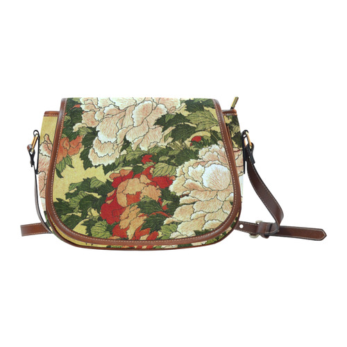 Peonies Butterfly Hokusai Japanese Floral Nature A Saddle Bag/Large (Model 1649)