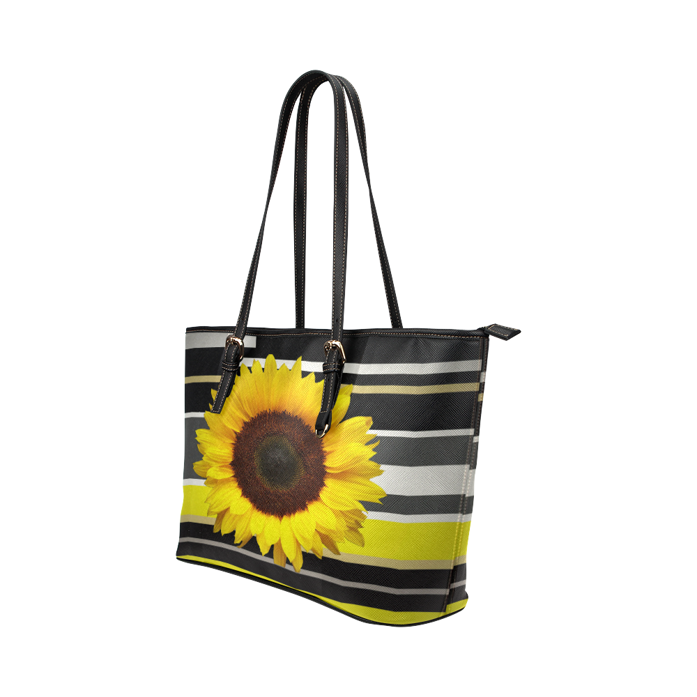 Sunflower Leather Tote Bag/Large (Model 1651)