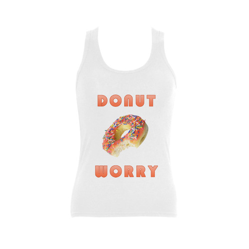 Funny Orange Donut - Don't Worry Women's Shoulder-Free Tank Top (Model T35)