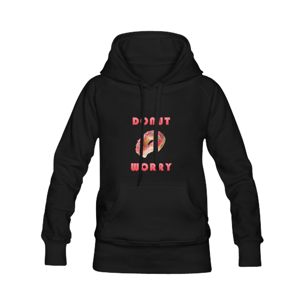 Funny Red Donut - Don't Worry Women's Classic Hoodies (Model H07)