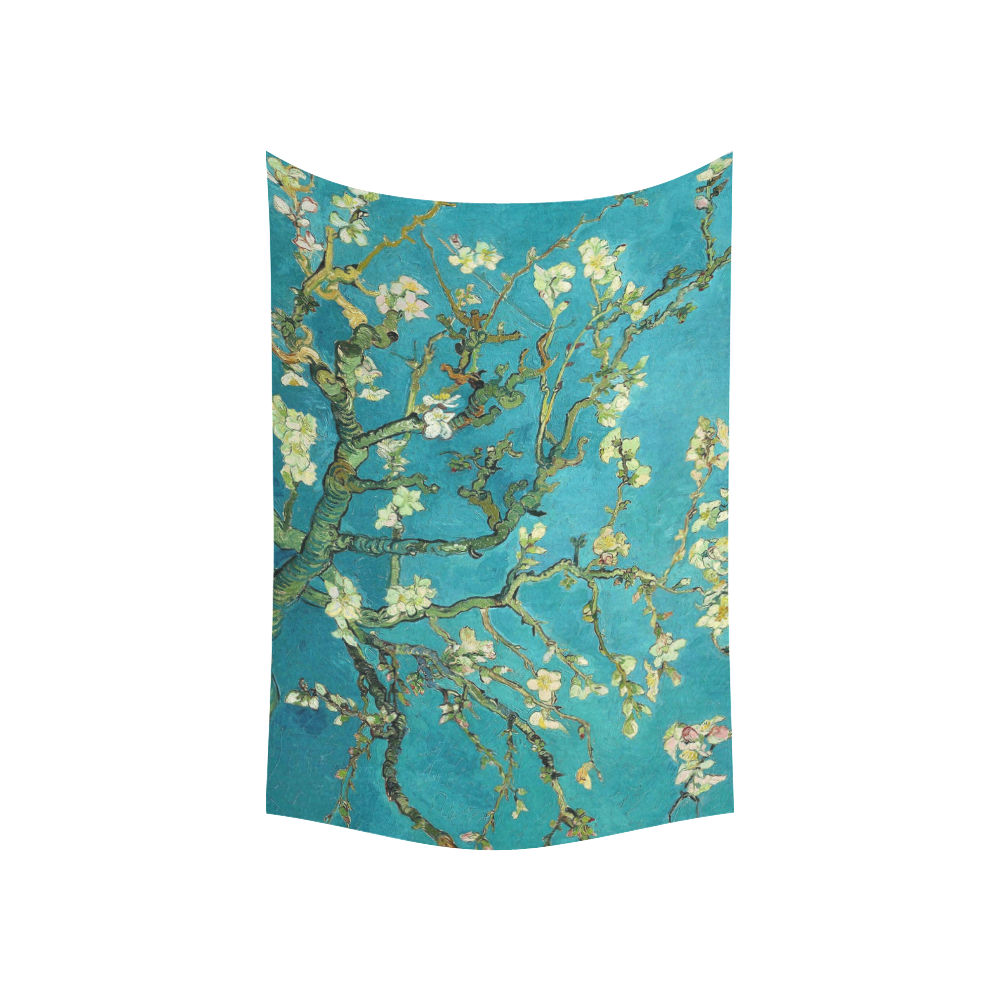 Vincent Van Gogh Blossoming Almond Tree Floral Art Cotton Linen Wall Tapestry 60"x 40"