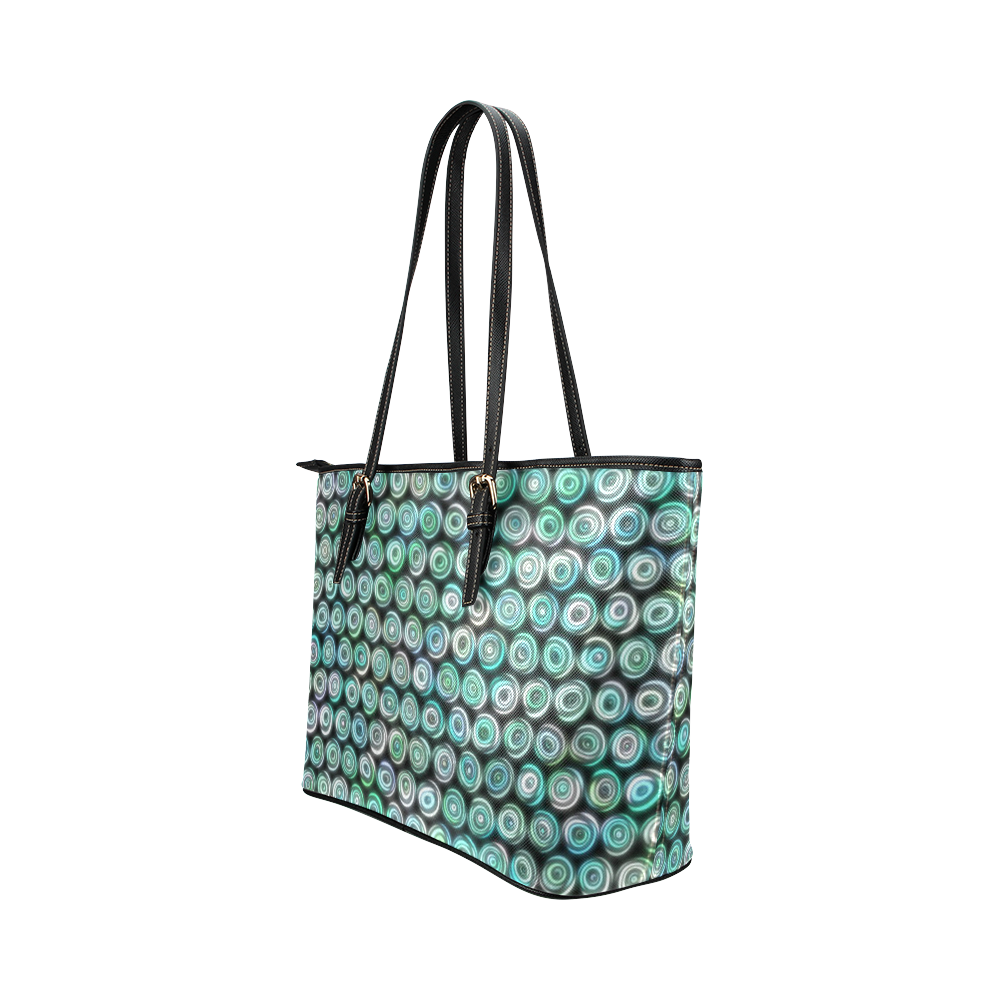 glowing pattern C Leather Tote Bag/Large (Model 1651)