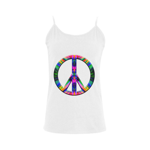 Groovy Psychedelic Peace Sign Women's Spaghetti Top (USA Size) (Model T34)