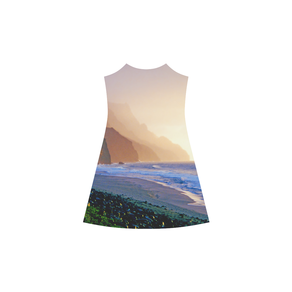 Kalalau Beach Tropical Sunset Alcestis Slip Dress (Model D05)