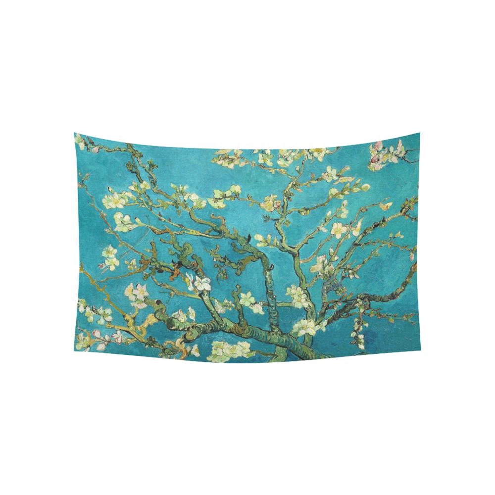 Vincent Van Gogh Blossoming Almond Tree Floral Art Cotton Linen Wall Tapestry 60"x 40"