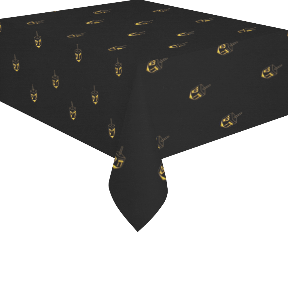 HOLIDAYS +: Golden Hanukkah Dreidel Cotton Linen Tablecloth 52"x 70"