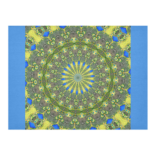 Peacock Feathers Mandala Abstract 1 Cotton Linen Tablecloth 52"x 70"