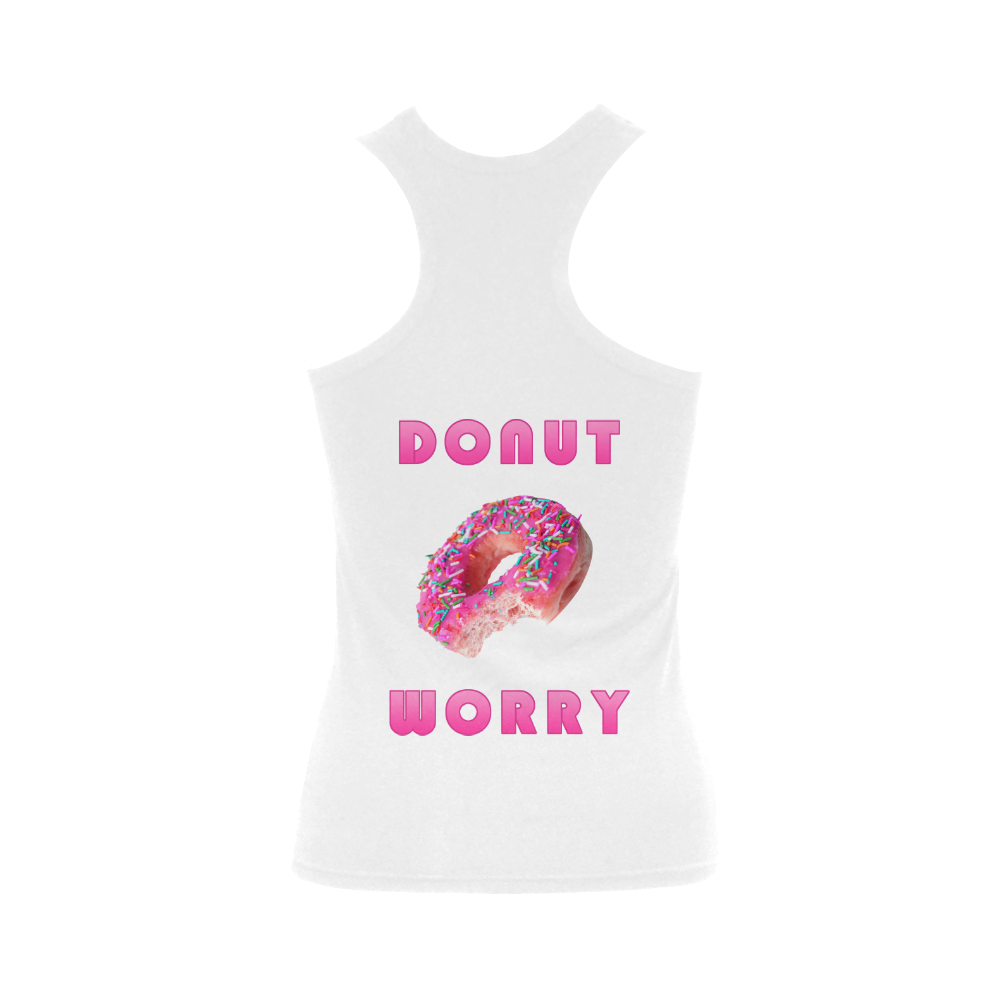 Funny Pink Donut - Don't Worry Women's Shoulder-Free Tank Top (Model T35)