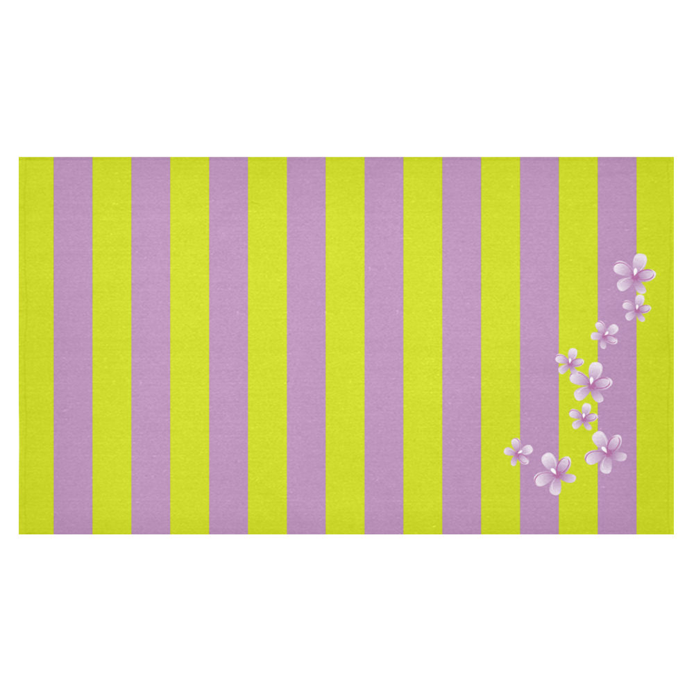 Lavender Stripes Cotton Linen Tablecloth 60"x 104"