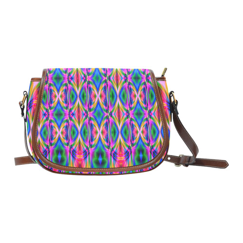 Groovy Psychedelic Pink/Blue Abstract Saddle Bag/Small (Model 1649) Full Customization