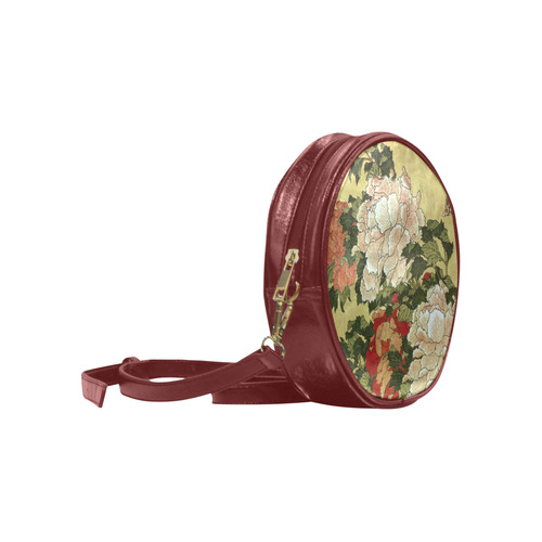 Peonies Butterfly Hokusai Japanese Floral Nature A Round Sling Bag (Model 1647)