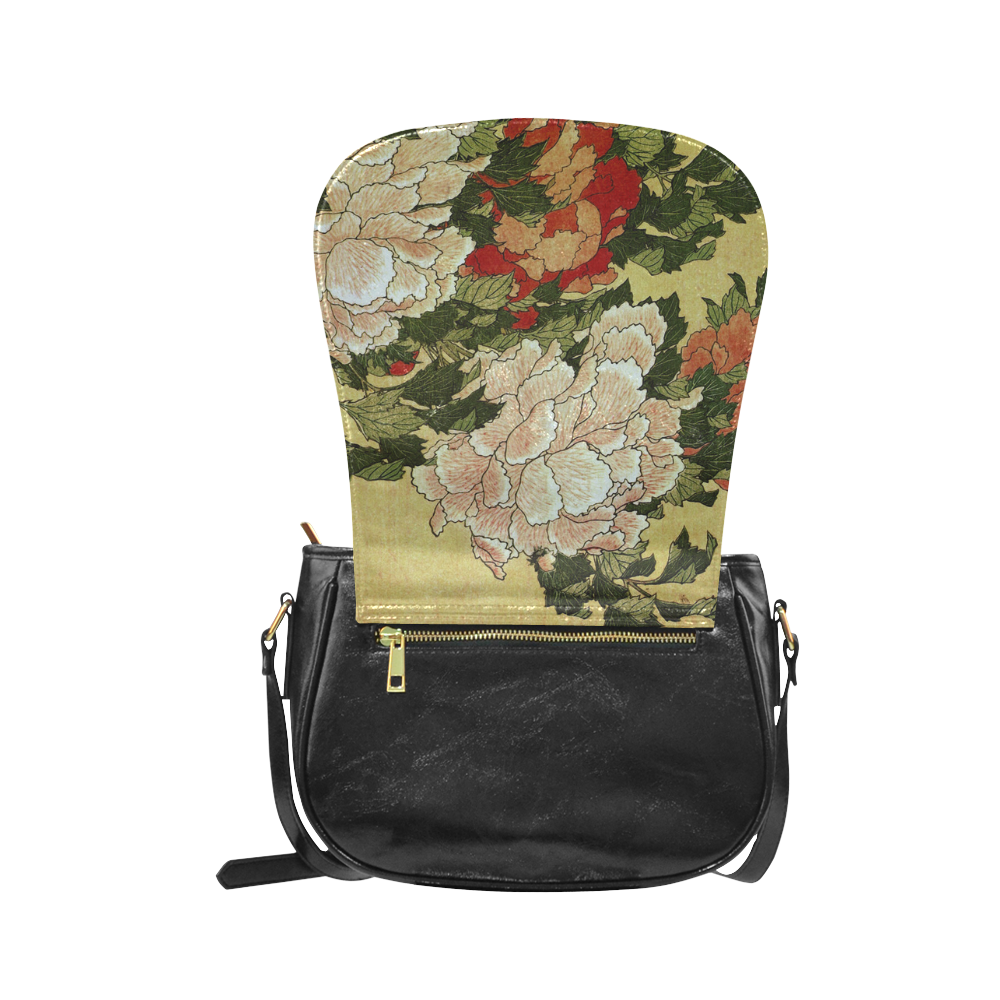 Peonies Butterfly Hokusai Japanese Floral Nature A Classic Saddle Bag/Small (Model 1648)