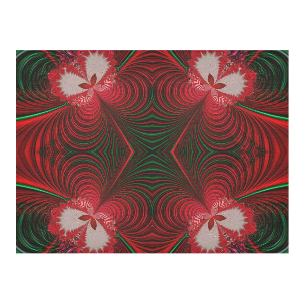 Fractal: Red & Green Christmas Butterfly Cotton Linen Tablecloth 52"x 70"