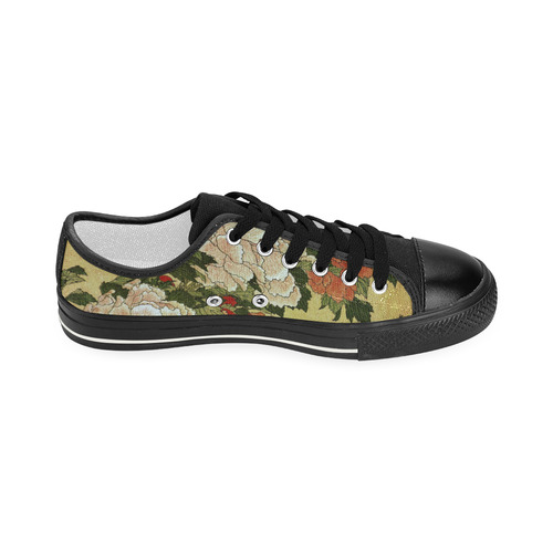 Peonies Butterfly Hokusai Japanese Floral Nature A Women's Classic Canvas Shoes (Model 018)
