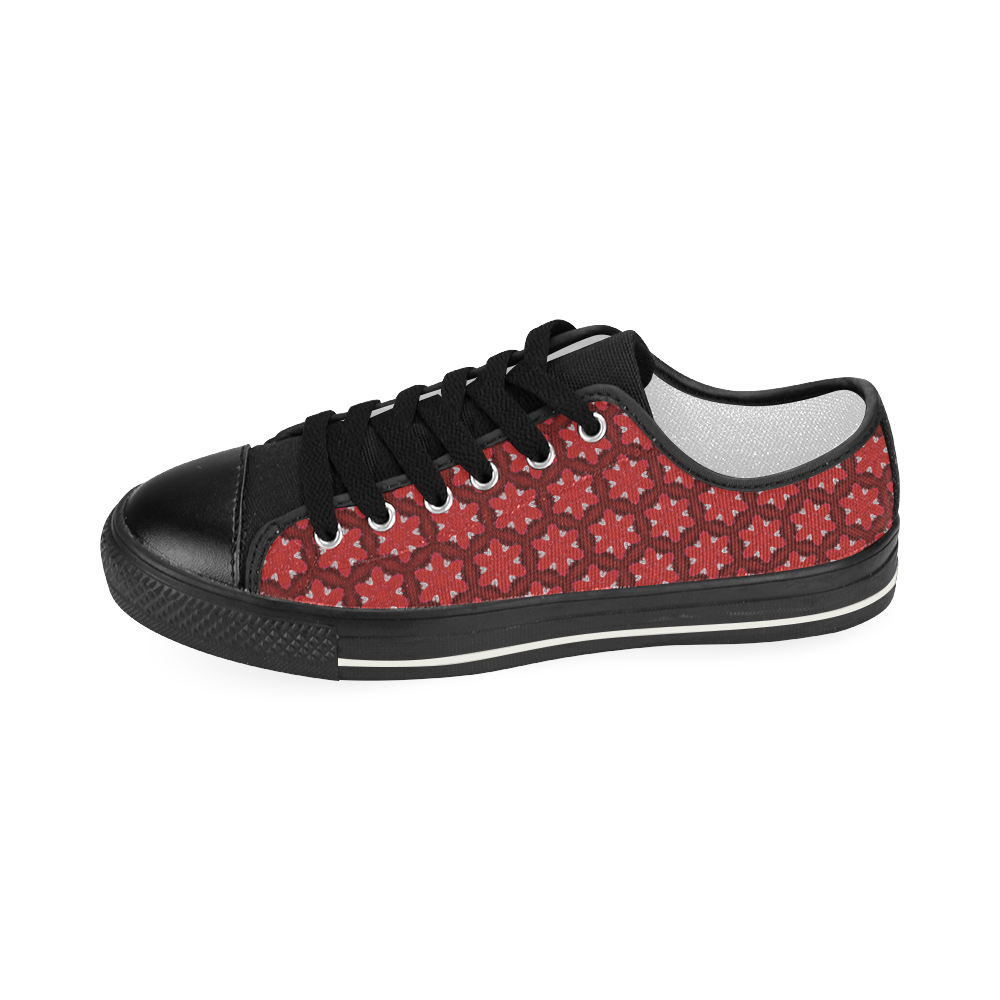 Red Passion Floral Pattern Women's Classic Canvas Shoes (Model 018)
