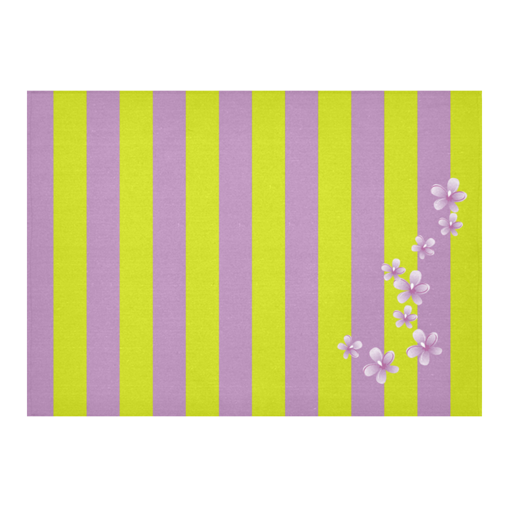 Lavender Stripes Cotton Linen Tablecloth 60"x 84"